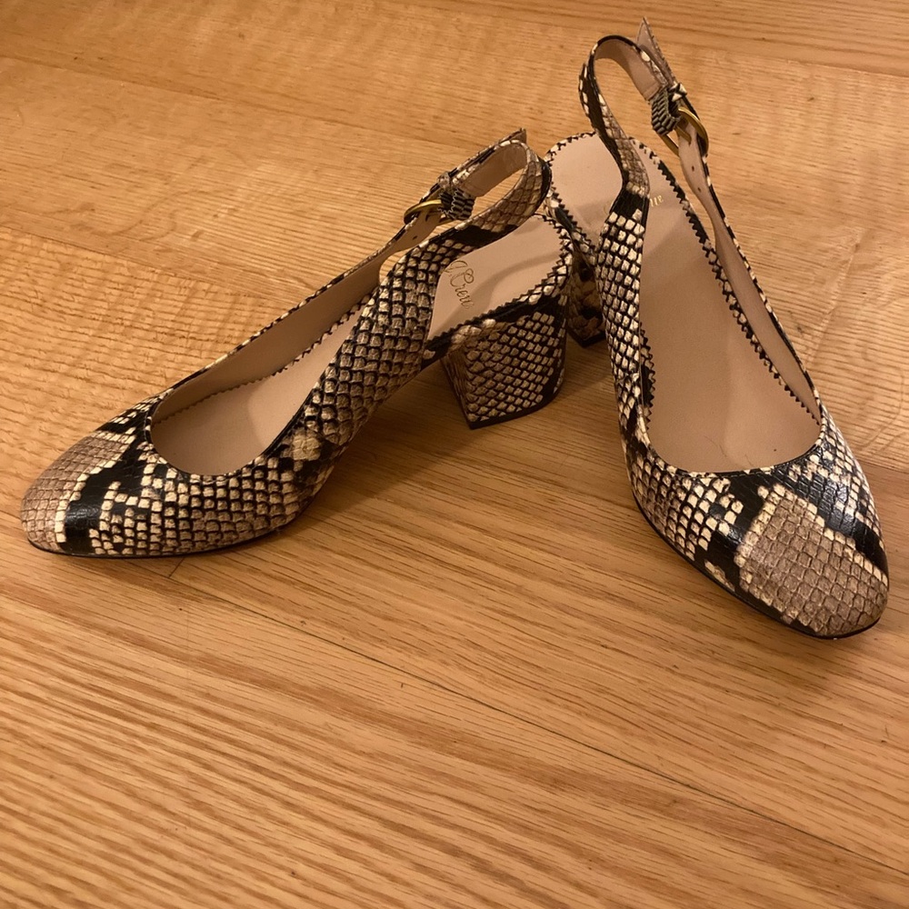 J. Crew Snake Print Block Heels